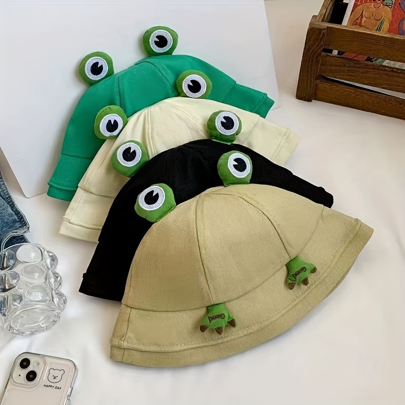 Parent-Kid Cartoon Frog Bucket Hat Panama Fishing Cap Cute