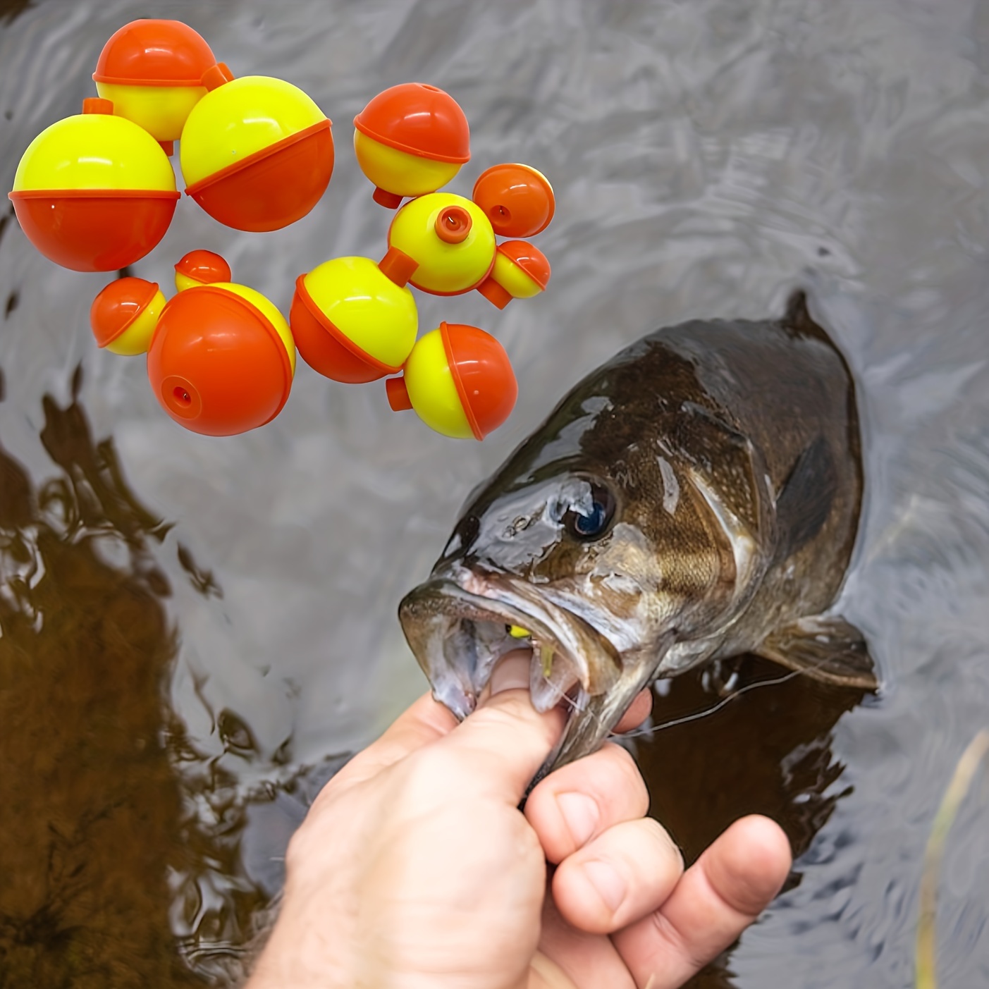 24pcs (6 Sizes) Fishing Float, Orange And Yellow Fishing Bobbers, Fishing  Tackle