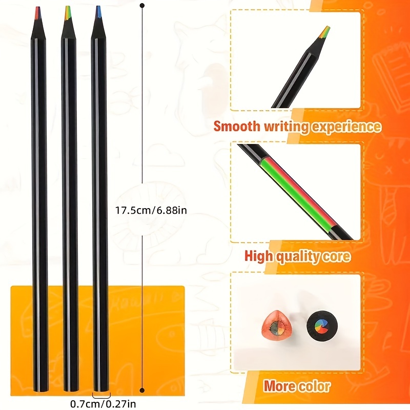 12pcs Rainbow Pencils Drawing Writing Pencil, Recyclable Paper,  Pre-sharpened, For School And Office - Hardness