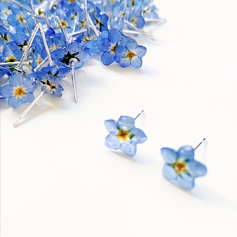 50 Pezzi Mini Fiori Pressati Essiccati Blu Resina Kit Erbe - Temu