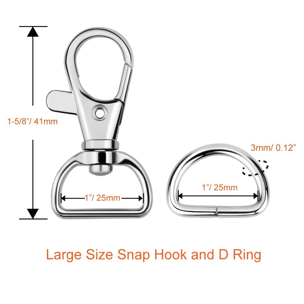 60pcs Swivel Snap Hooks And D Rings For Lanyard And Sewing Projects 1 Inch, Shop Now For Limited-time Deals