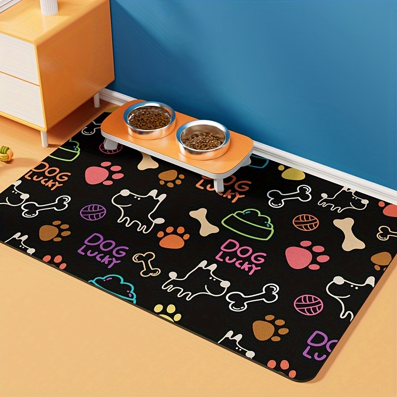 Paw Print Pet Feeding Mat For Dogs, Absorbent Quick Dry Dog Bowl Mat With  Non-slip Rubber Backing, Easy To Clean No Stain Dog Placemat - Temu