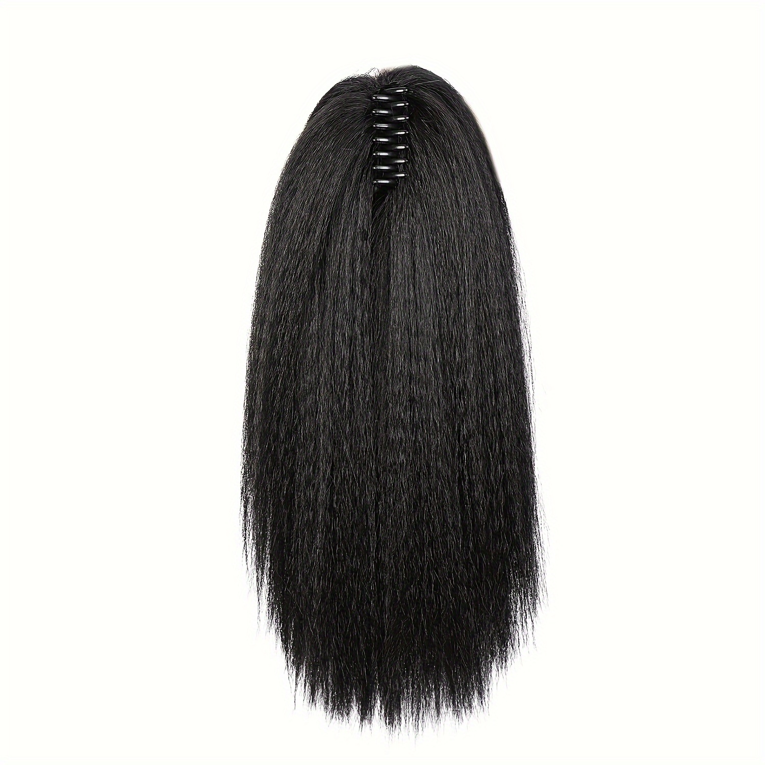 Kinky Ponytail Hair Extensions Claw Clip Yaki Black Ponytail - Temu