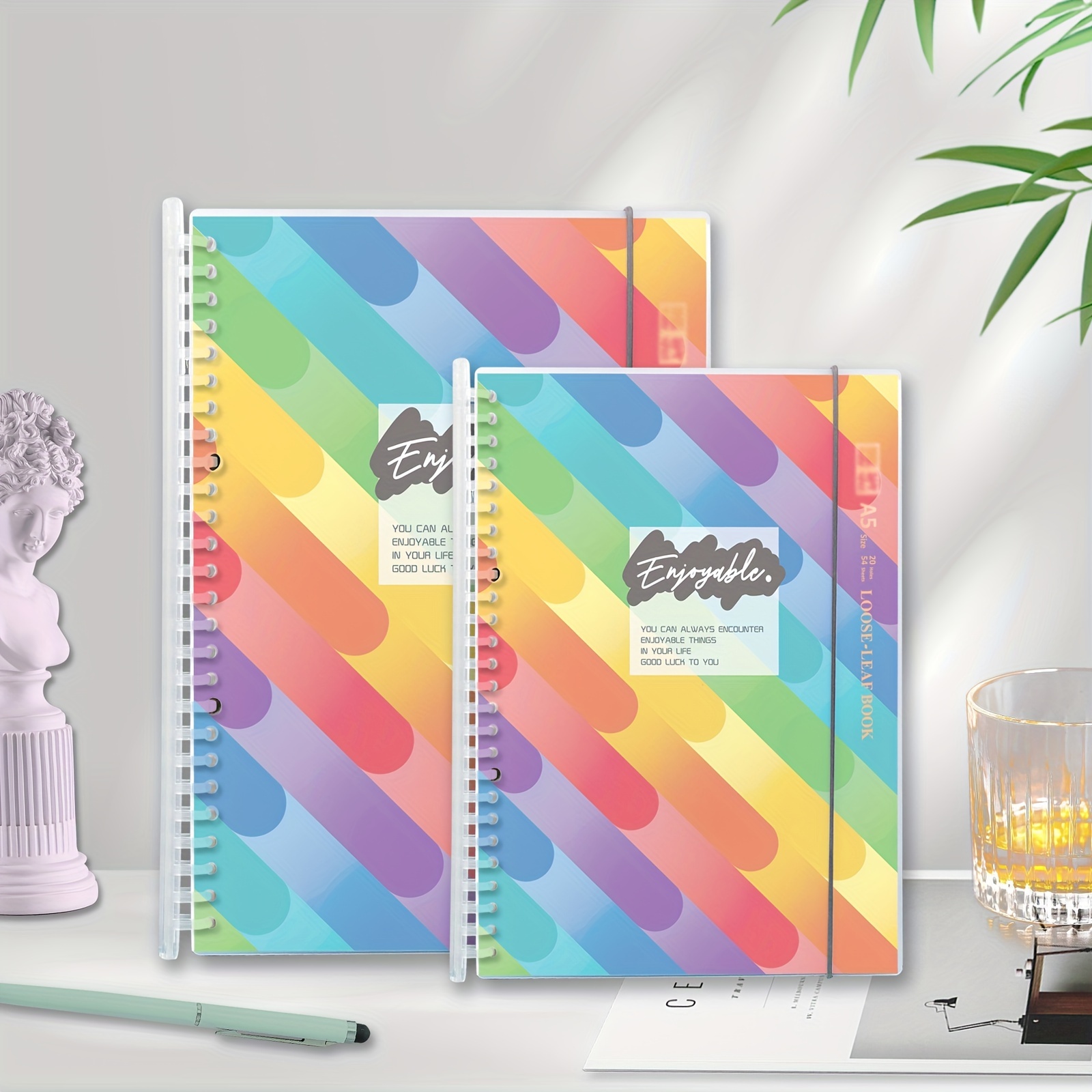 Rainbow Colored Paper Spiral Notebook