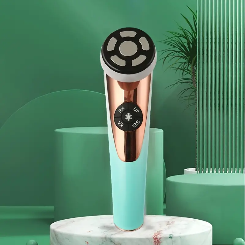 face massager galvanic facial machine radiofrequency skin tightening device household ems microcurrent ice compress face machine beauty eye instrument green details 2