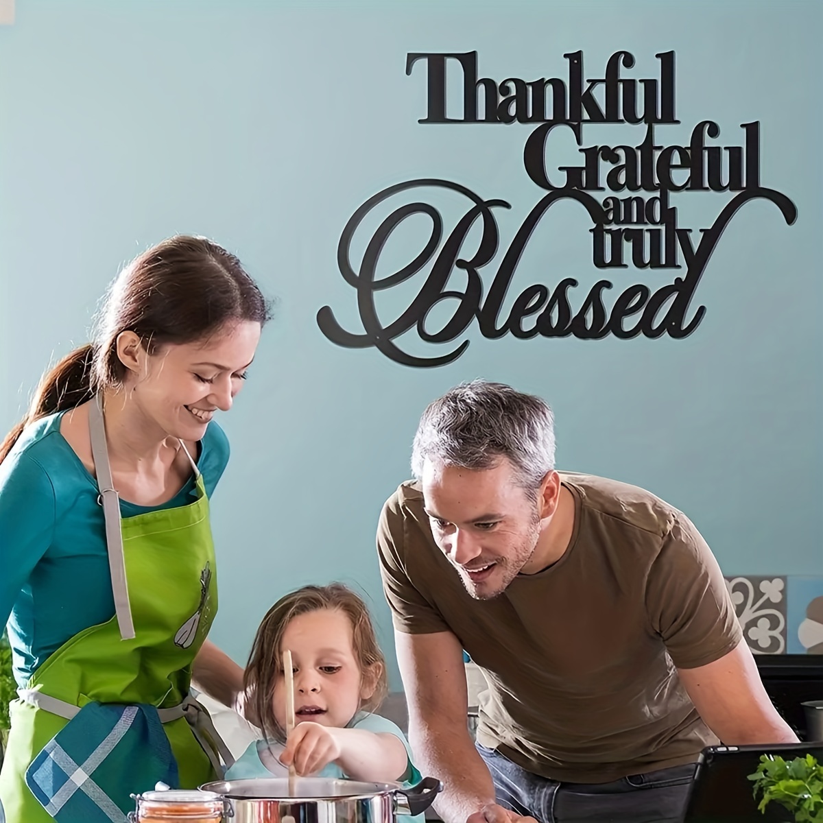 

1pc, Thankful Grateful Blessed Wall Decor – Home Thankful Metal Wall Decor Blessed Wall Signs For Home Decor Entry Way