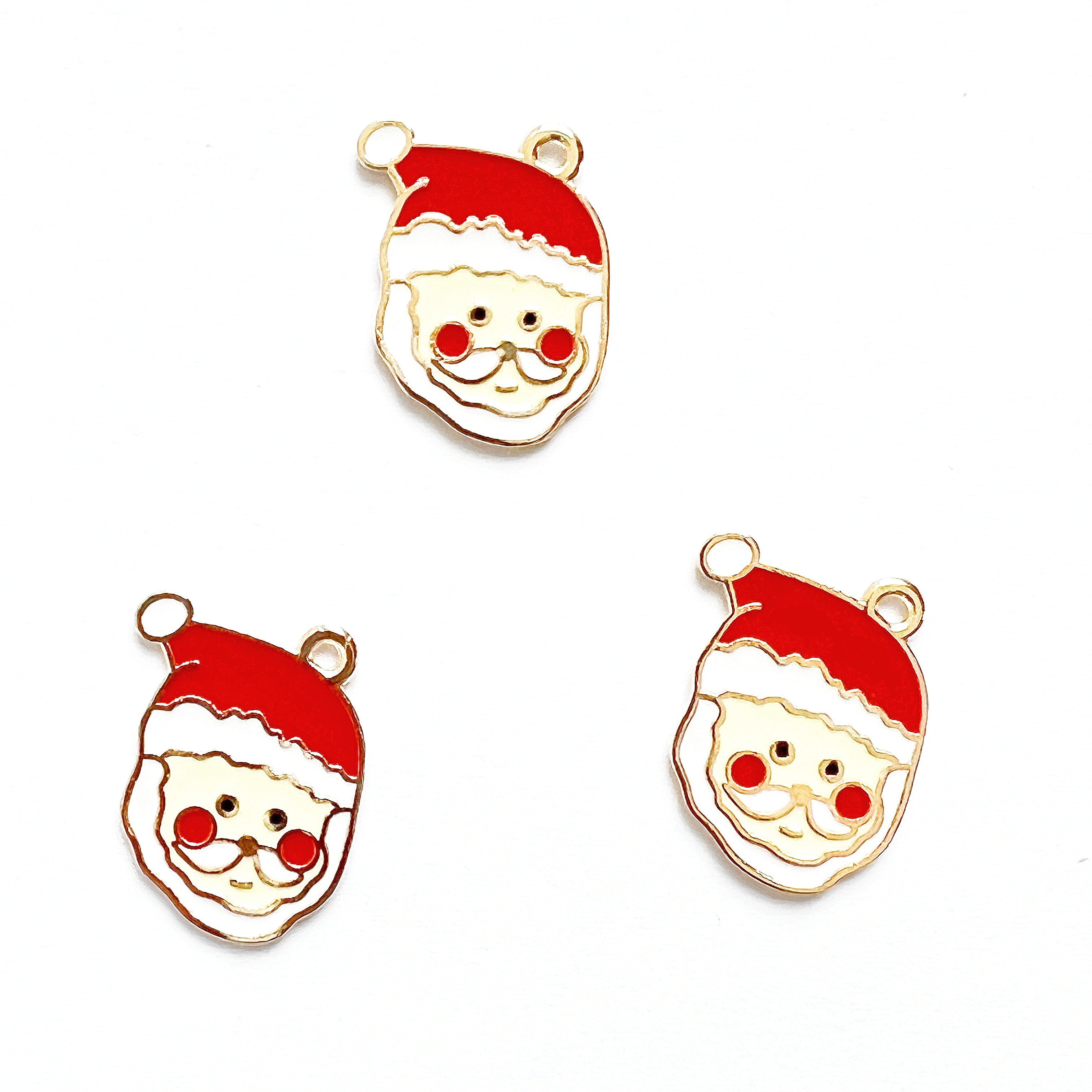 5pcs Christmas Series Santa Claus Head Charms DIY Alloy Enamel Cute Pendants for Jewelry Accessories, Oil Dripping Cartoon Headwear, Earrings