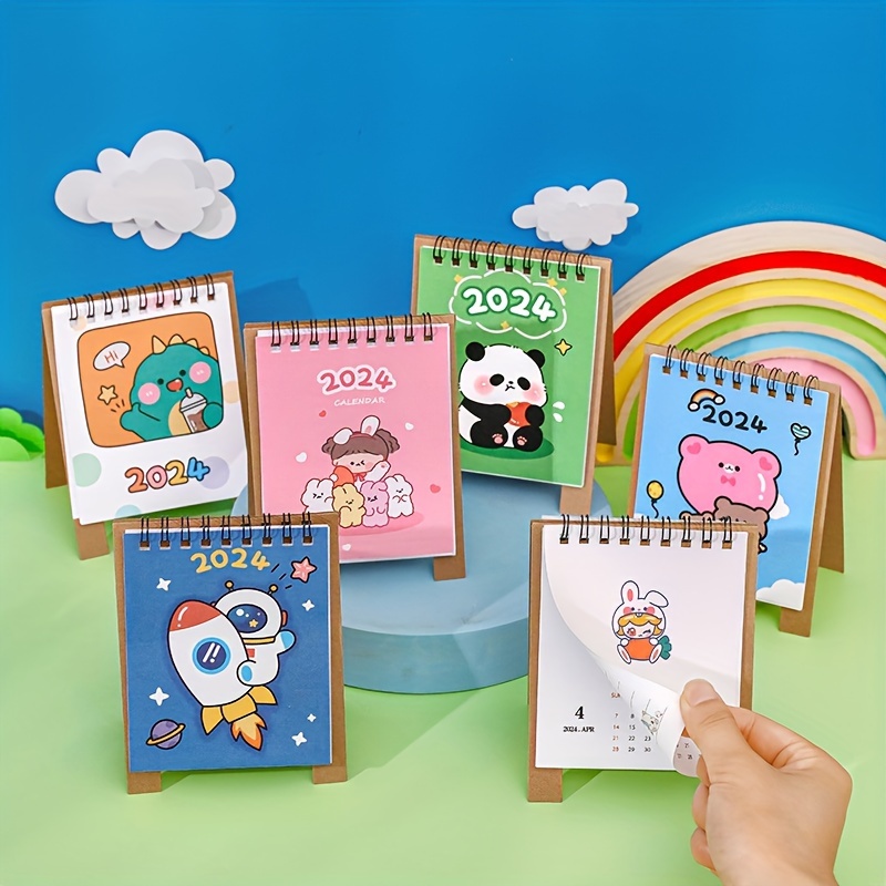 2024 Cute Cartoon Desk Calendar School Office Desktop - Temu