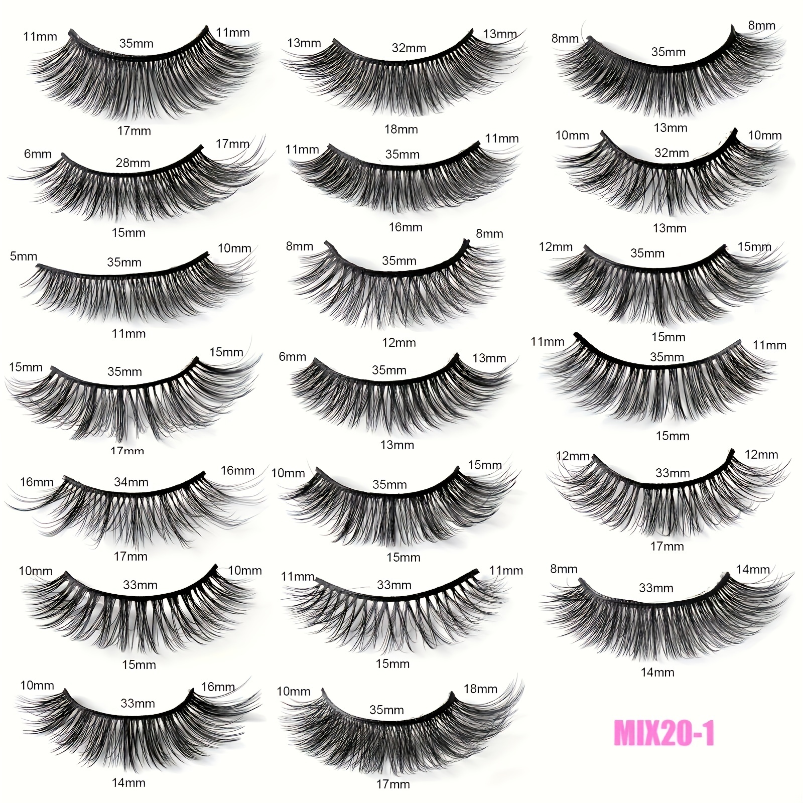 20 Pairs 3D Mink Lashes Layer Thick Crisscross Curly False Eyelashes