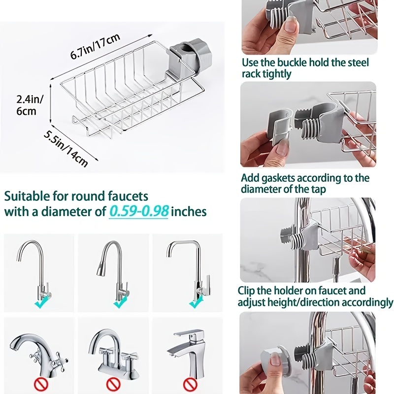 Stainless Steel Sink Faucet Rack for RV Kitchen Storage