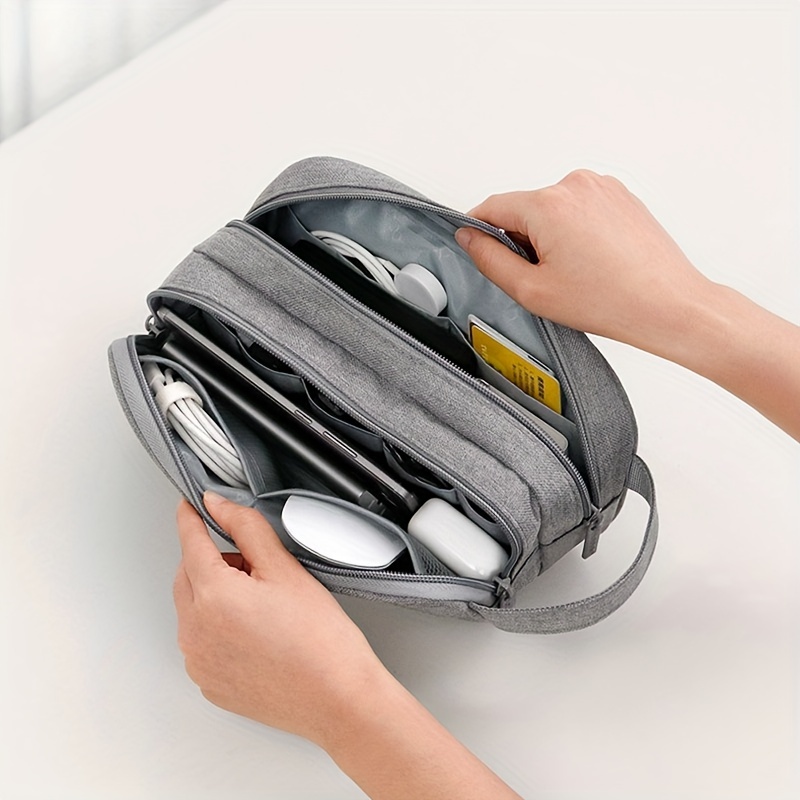 Men's Sleek Travel Organizer for Electronics - Phone, Power Bank & Cable Storage Pouch