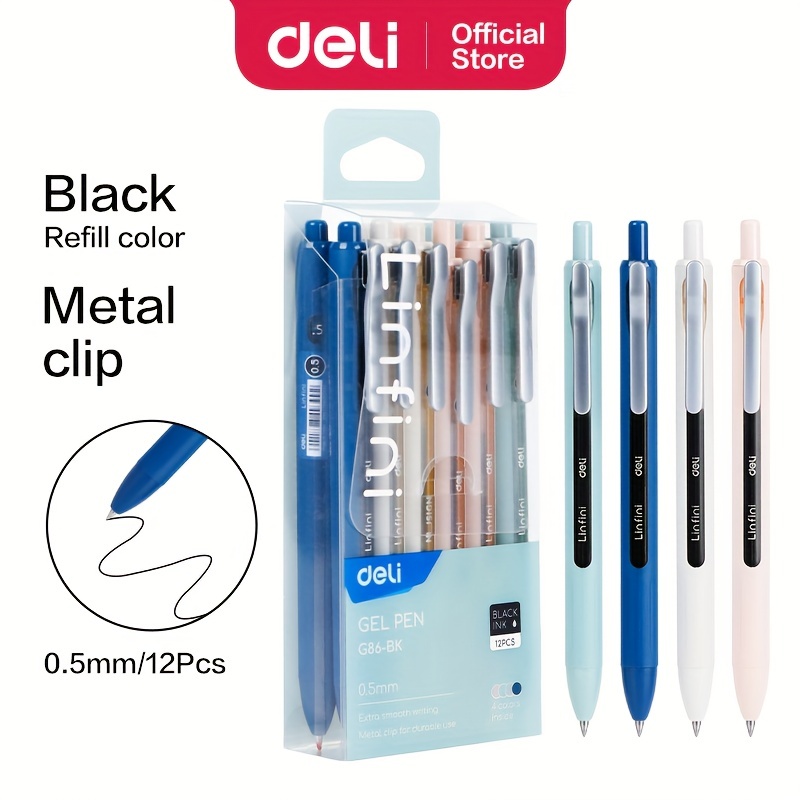 12 PCS Black Gel Pens [0.5mm] Extra Fine Point Pens Smooth Writing
