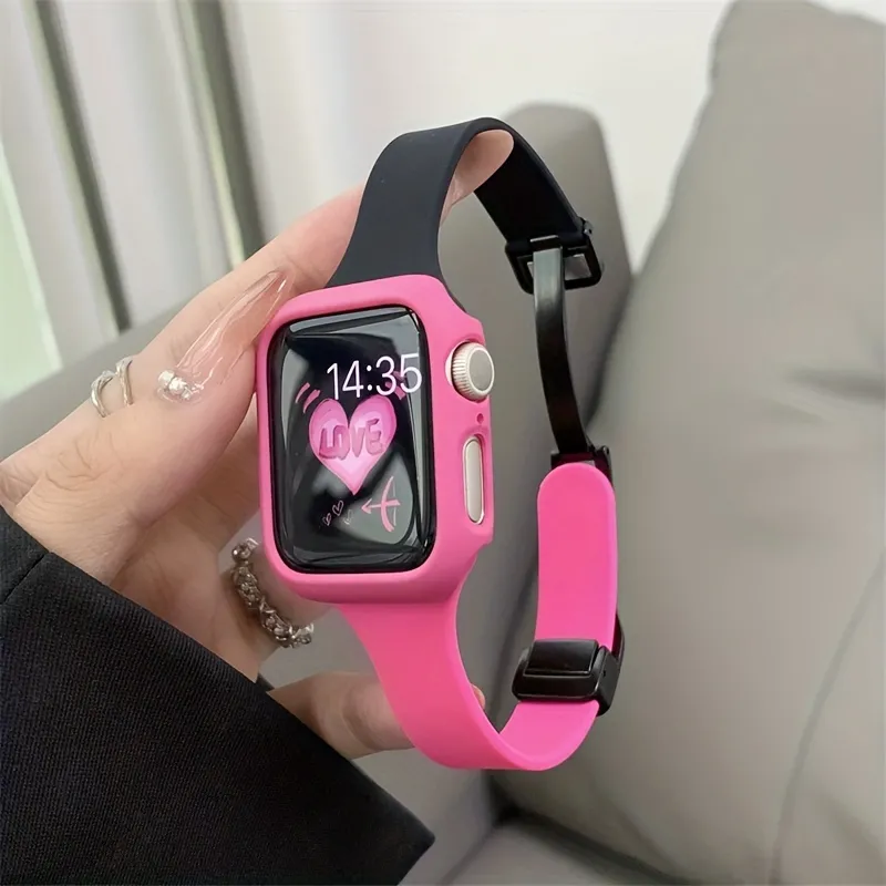 New Cute Case Silicone Strap For Watch Band 44 49 38 42 Sports Magnetic  Bracelet For Iwatch Serise Se Band (without Watch) Temu