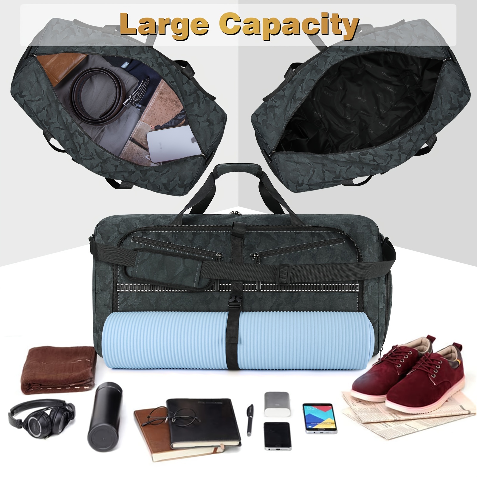 Travel Duffle Bag Large Capacity Luggage Zipper Handbag - Temu