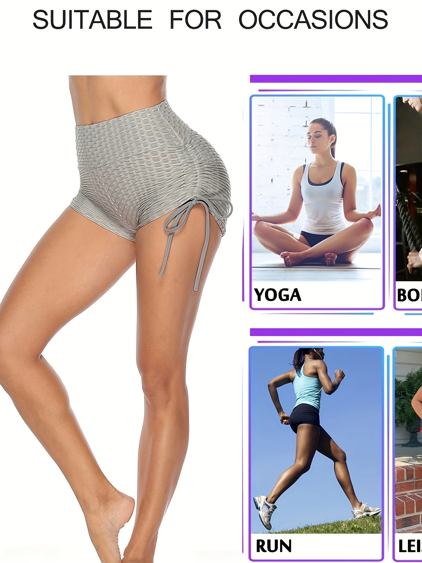 High Waisted Yoga Shorts Women Drawstring Ruched Workout - Temu