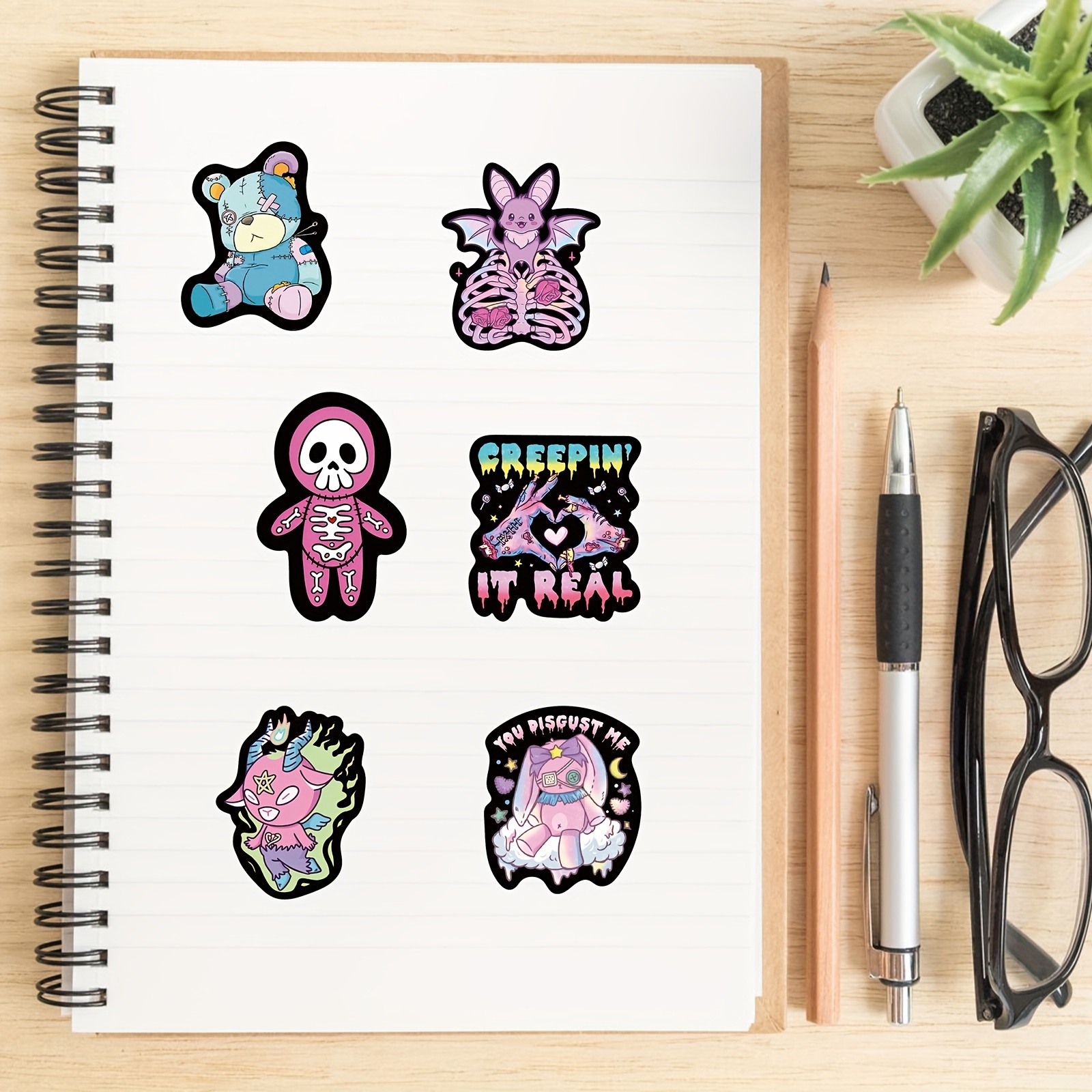 Gothic Stickers, 50 Pcs Goth Vinyl Sticker Pack, Waterproof Skeleton  Stickers for Laptops, Water Bottles, Phone Case, Skull Stickers Decals for  Teens and Adults 