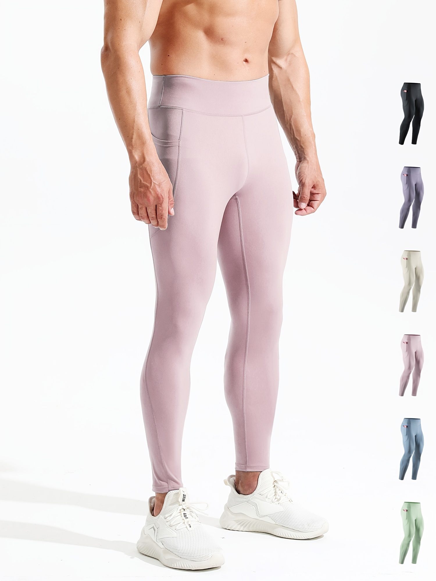 Men's High Waist Compression Legging Breathable Tights Sports Underlay Pants