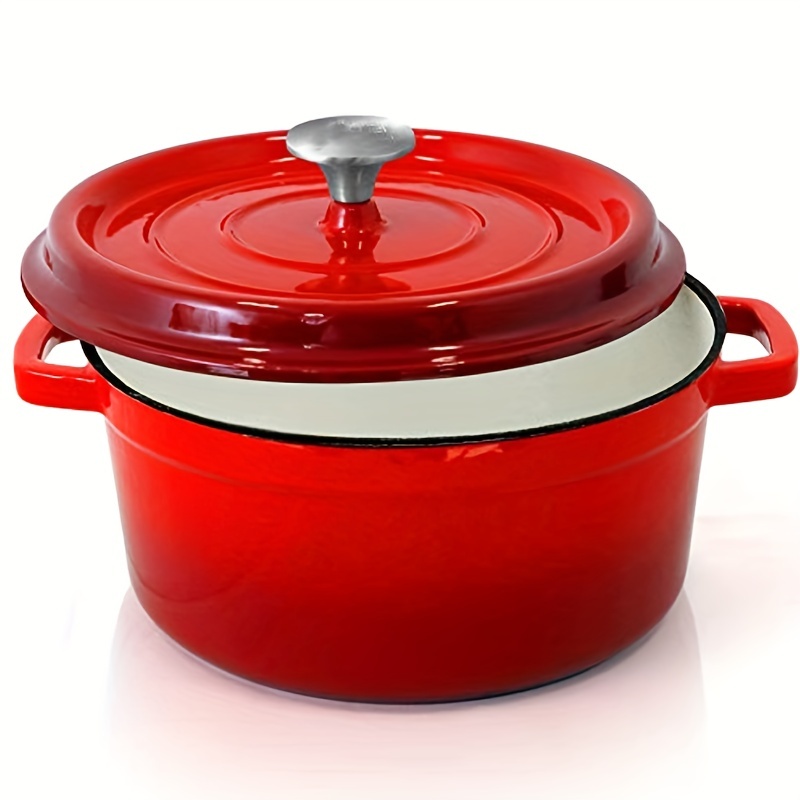 Enameled Cast Iron Dutch Oven Kitchen Round Dutch Oven Oven Saucepan  Cooking Utensils Porcelain Enamel Coated Cast Iron Baking Pan With Self  Bake Lid (red) - Temu