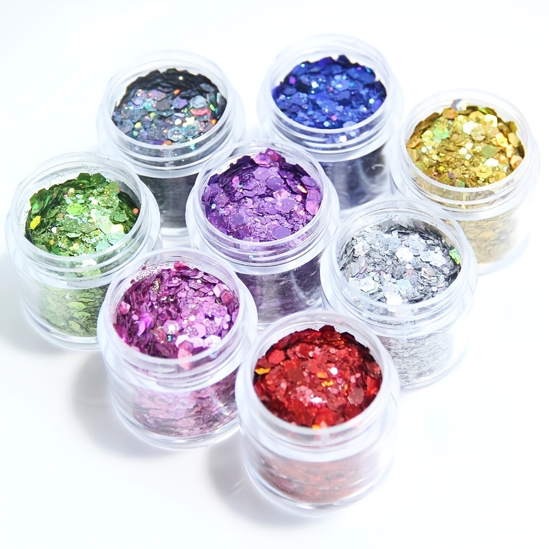 Holographic Chunky Glitter, Set Of 32, Craft Glitter For Resin Art Crafts,  Cosmetic Glitter For Nail Body Face Eye, Epoxy Resin Glitter Sequin Flake
