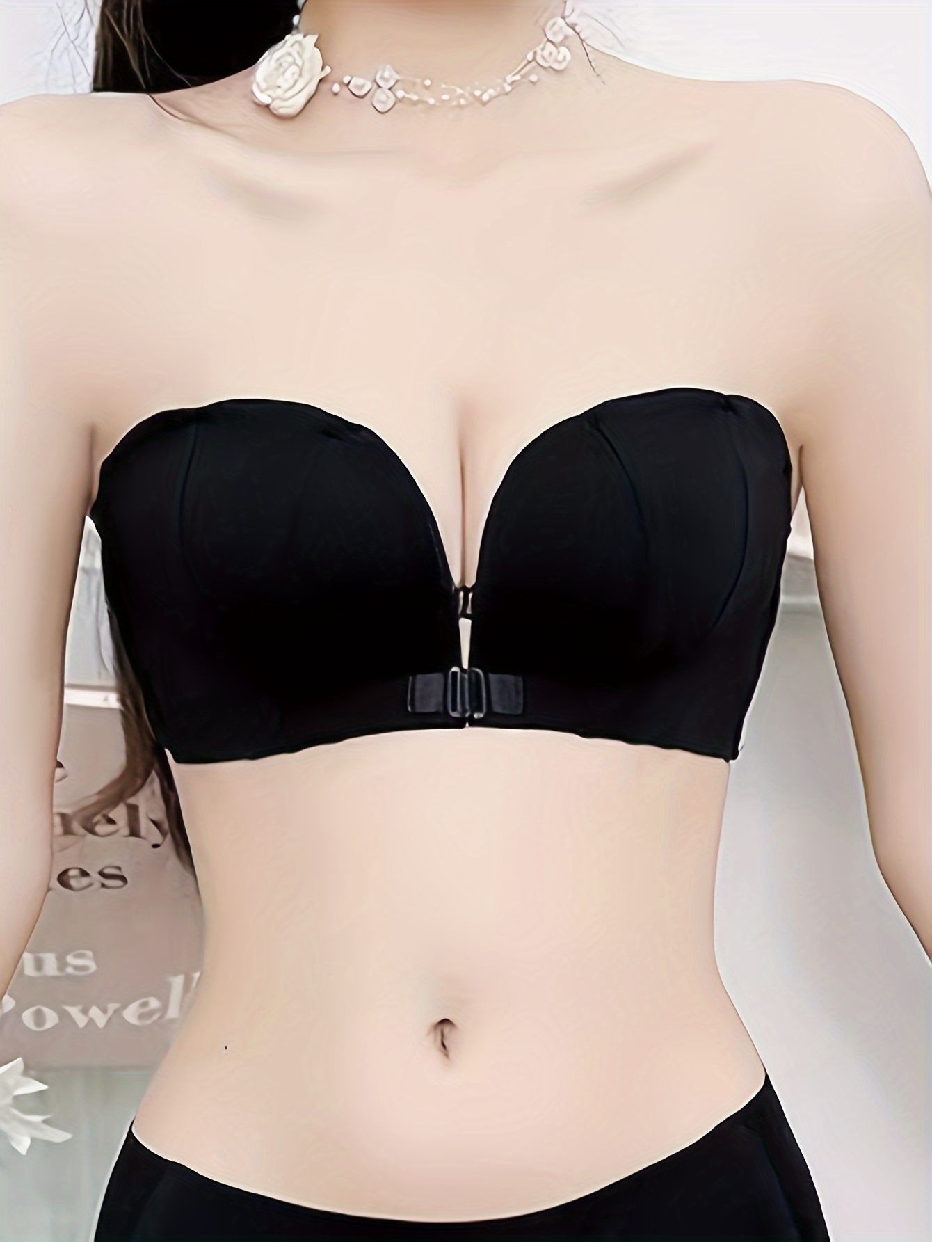 Women's Lingerie Strapless Front Buckle Lift Up Bra, Wire-free