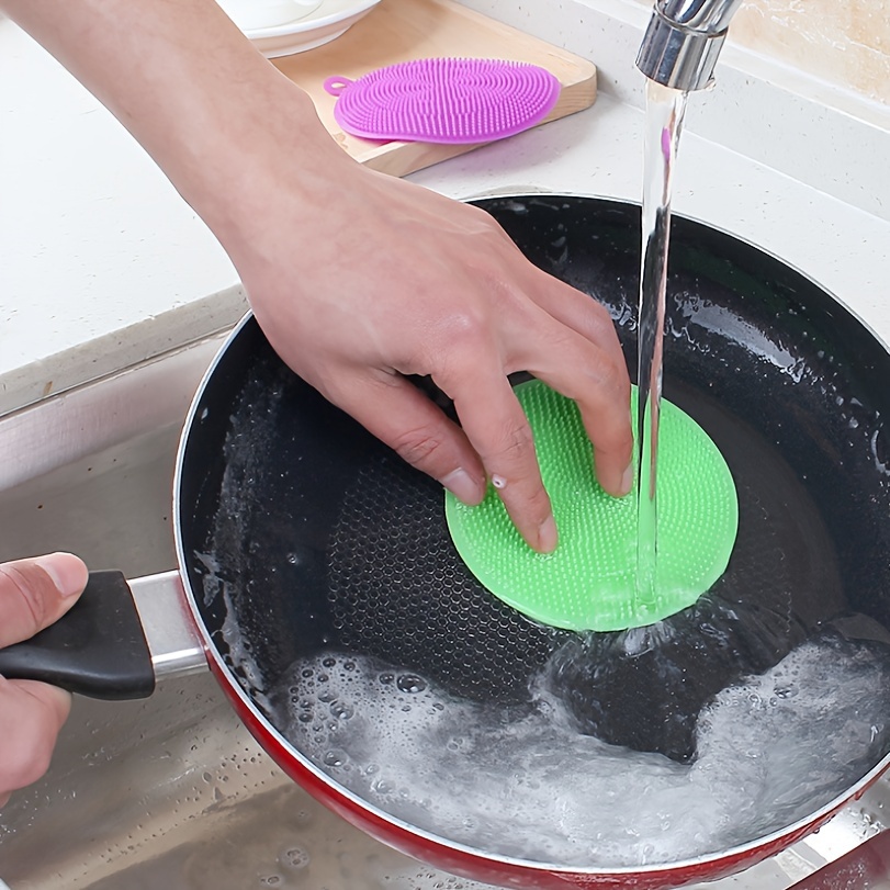 1pc Multi-functional Non-stick Oil Dishwashing Brush & Sponge Suitable For  Kitchen, Random Color