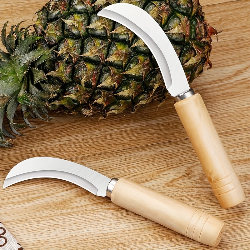 1pc Stainless Steel Fruit Knife With Wooden Handle, Pineapple Cutter &  Banana Knife, Suitable For Peeling Fruits And Vegetables