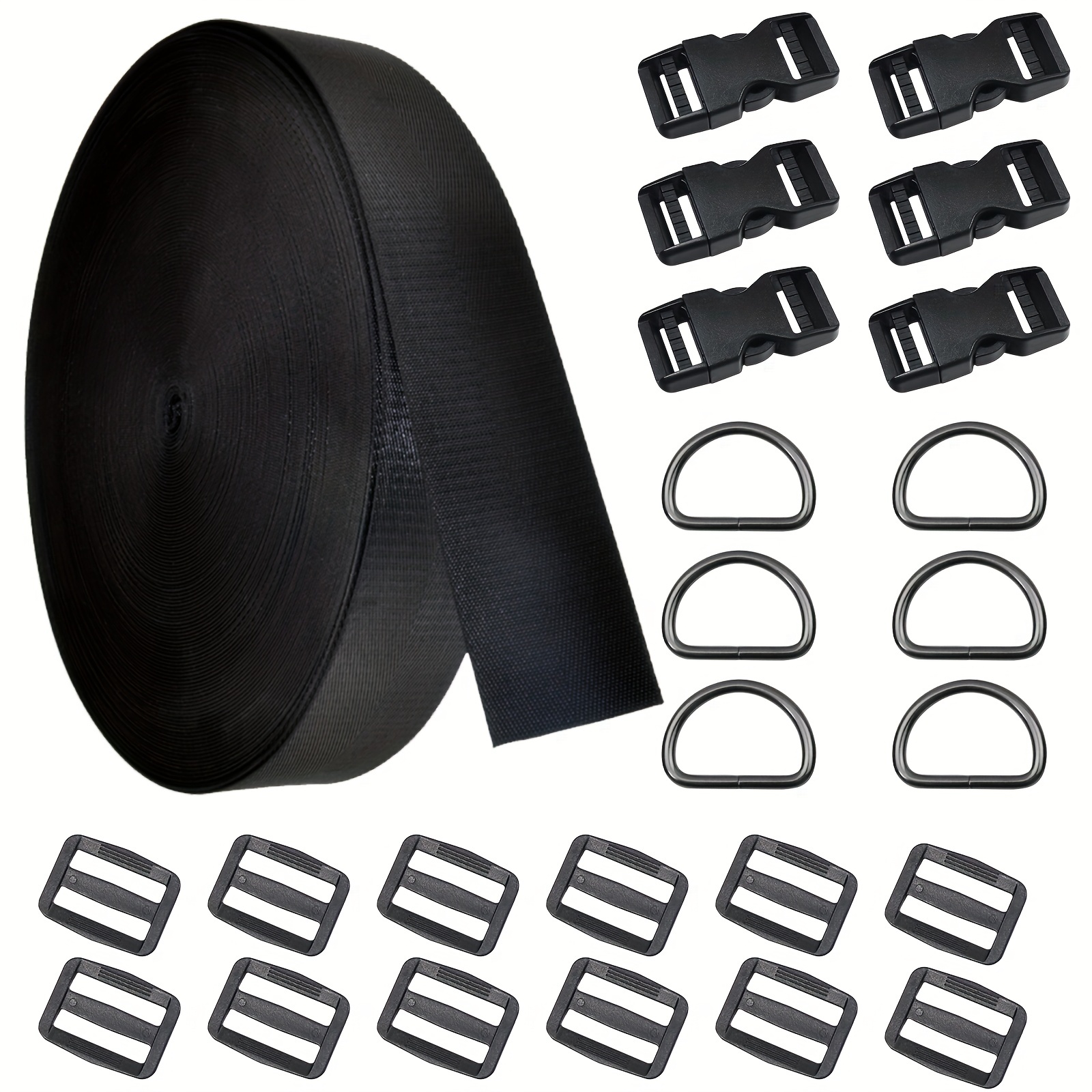 5yards Buckles Strap 1 Inch Nylon Webbing Straps Quick Side Release Plastic  Buckle Dual Adjustable Tri Glide Slide Clip Metal Rings Heavy Duty Black, Shop The Latest Trends