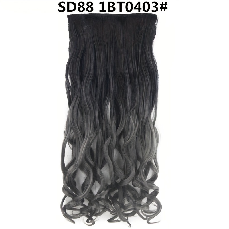 Black Wavy Clip In Hair Extensions Long Thick Gray - Temu Canada