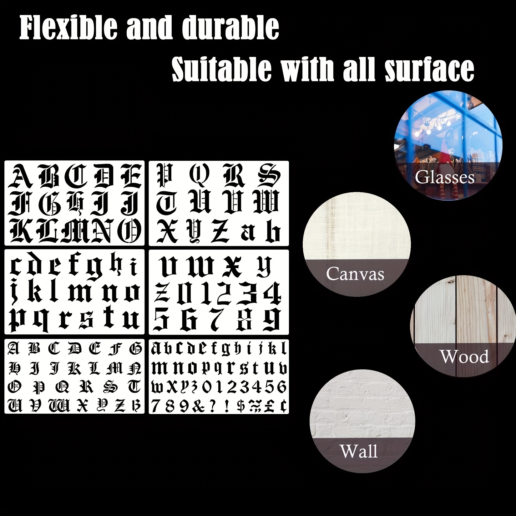 Plantilla del alfabeto de letras mayúsculas en inglés antiguo