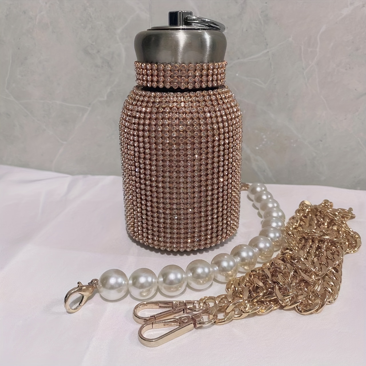 Rhinestone Thermos Cup, Stainless Steel Thermal Bottle, High-end Insulated  Thermos Coffee Cups, Diamond Bling Vacuum Flask Mug with Hanger Best Gift  for Men Women 