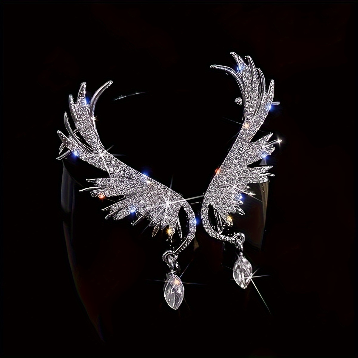 

Exquisite 's Wing Shiny Zircon Inlaid Ear Cuff Bling Bling Elegant Style Zinc Alloy Jewelry Wedding Accessories
