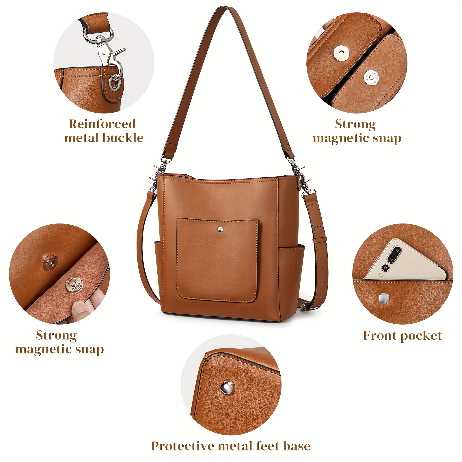 Minimalist Colorblock Bucket Bag, All-match Turn-lock Shoulder Bag, Women's  Classic Bag - Temu