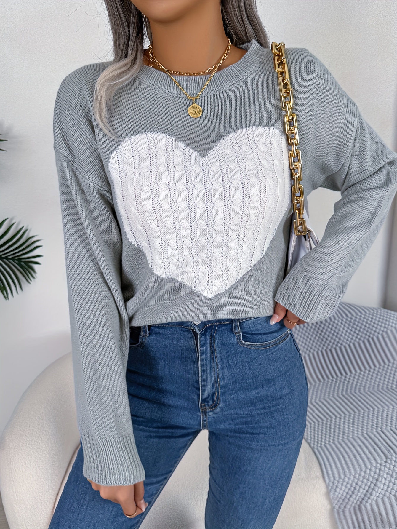 Women's Heart Crew Lightweight Sweater's