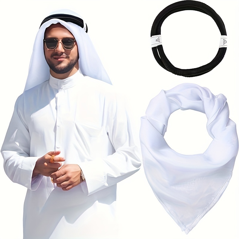 Arabian Men's Hijab Headband, Head Wrap Scarf Tactical Desert Neck Headwear  With Aqel Rope For Men Women - Temu United Kingdom