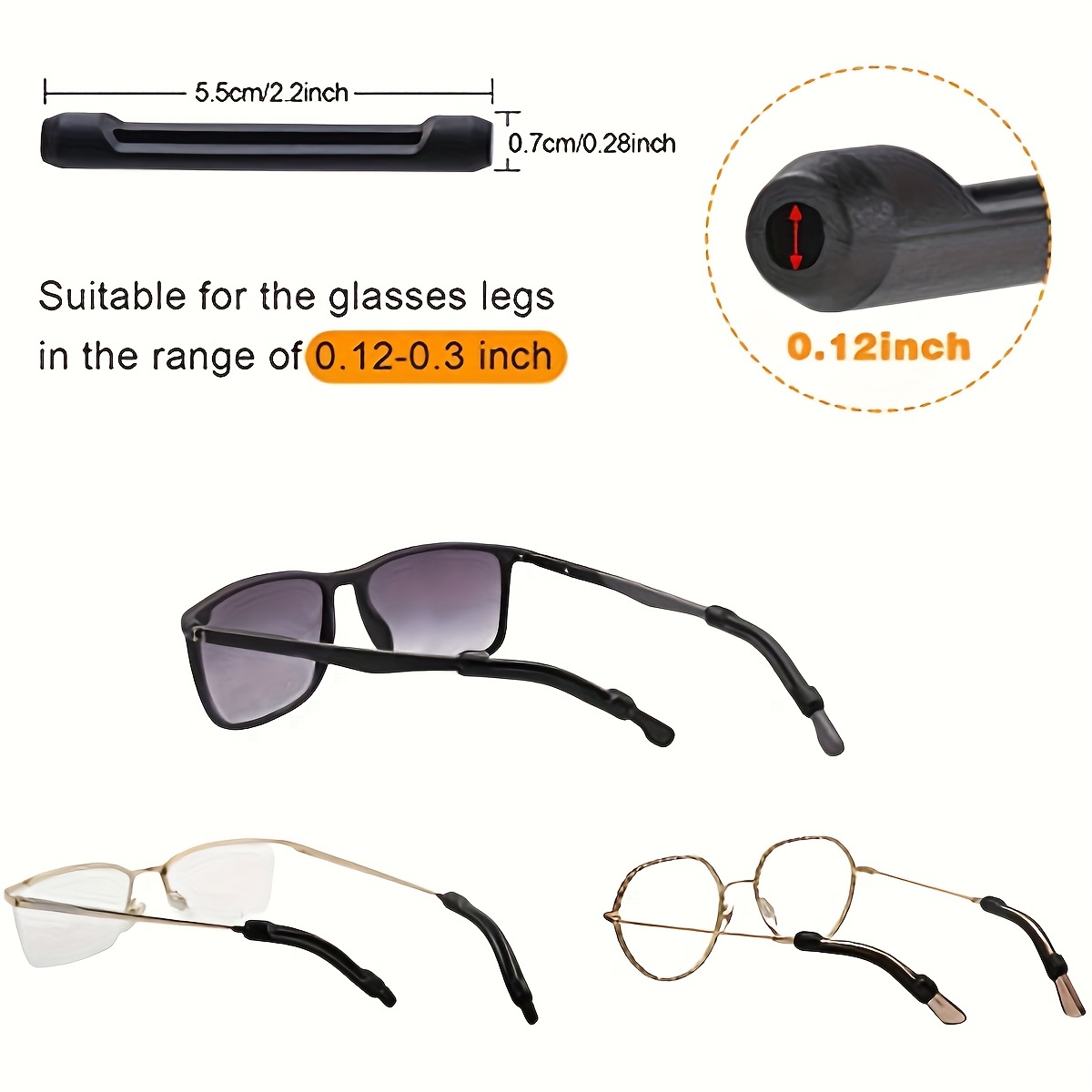 Soft Silicone Eyeglasses Temple Tips Sleeve Retainer Anti Slip