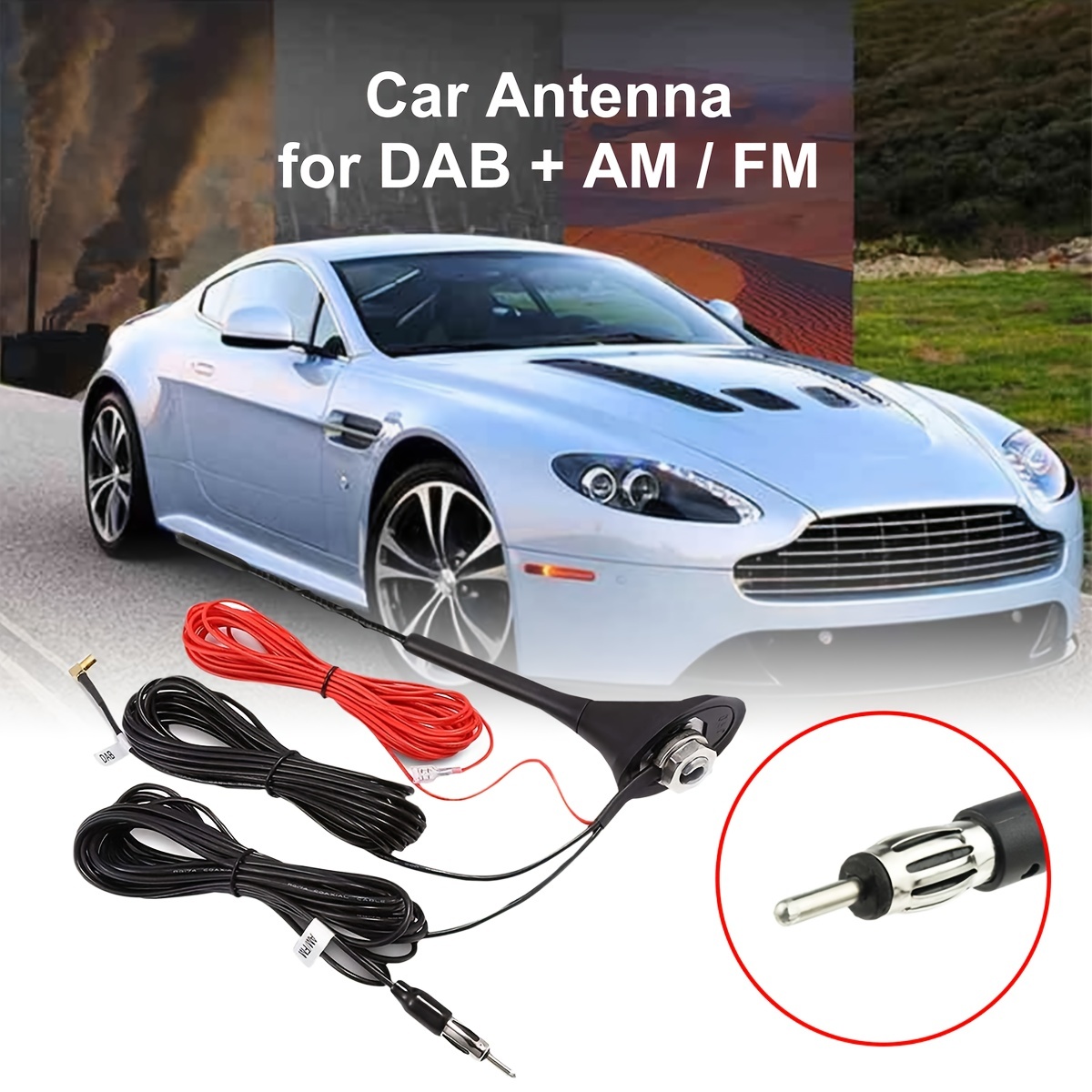 1X Car Universal Roof Mount Active Amplified DAB FM Radio Aerial Antenna  Mast