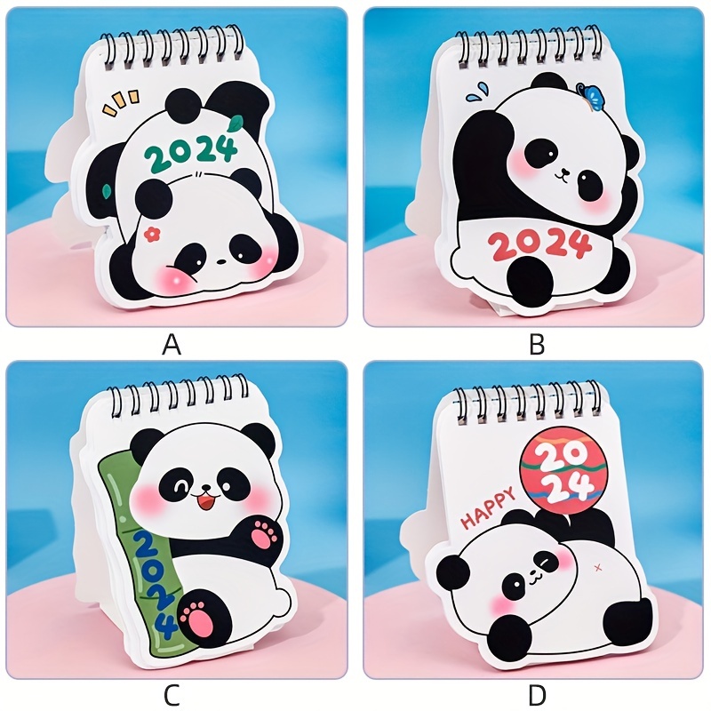 2024 Cute Cartoon Panda Series Mini Desk Calendar Writable - Temu