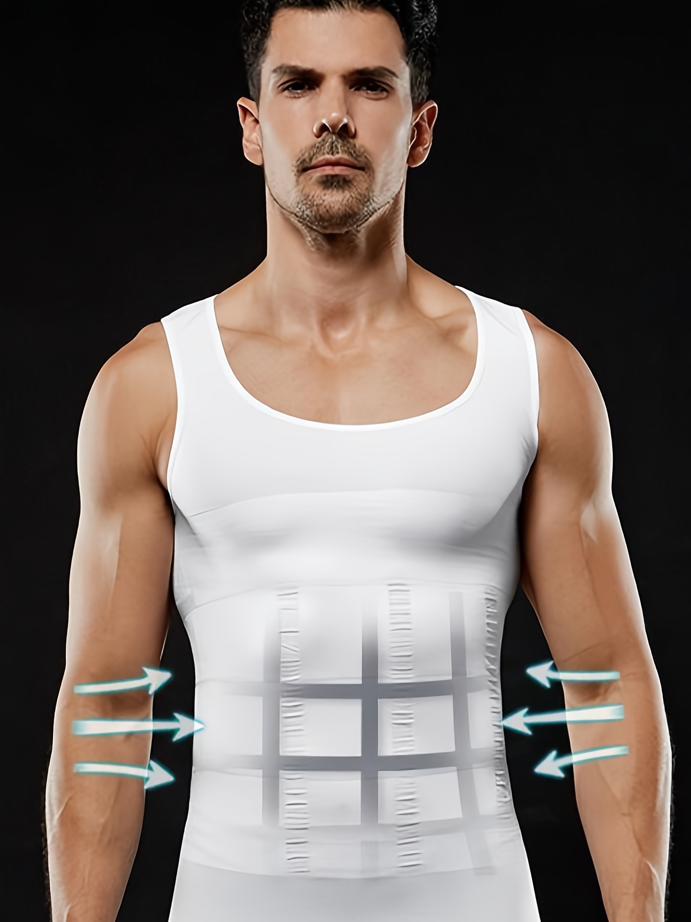 mens compression body shaper tank top slimming vest white 2