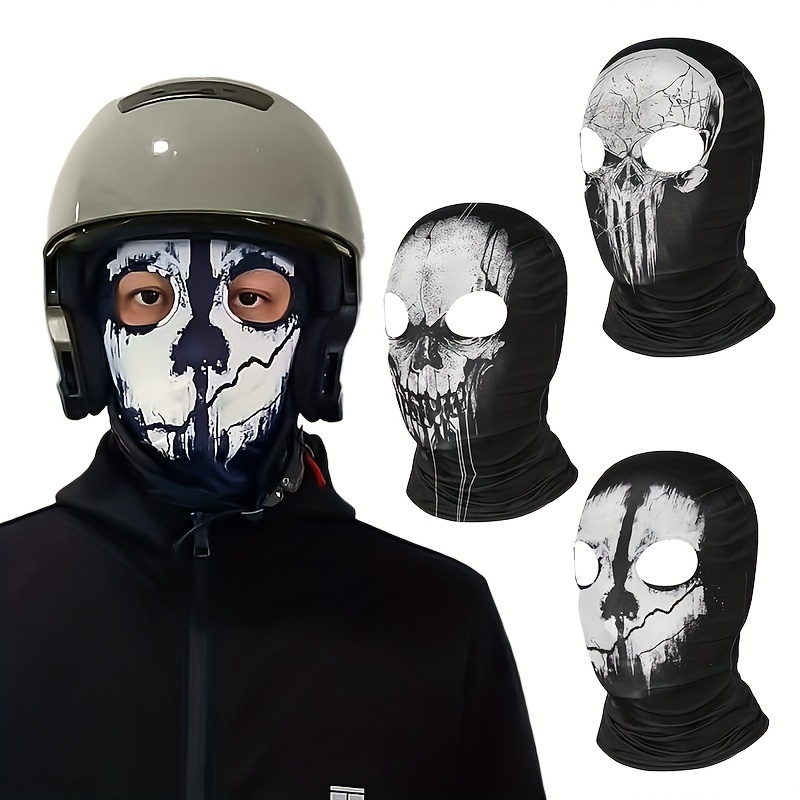 Pasamontañas de calavera espeluznante, máscara táctica con capucha, máscara  de esqueleto fantasma anti-UV, bufanda para motocicleta, ciclismo, color