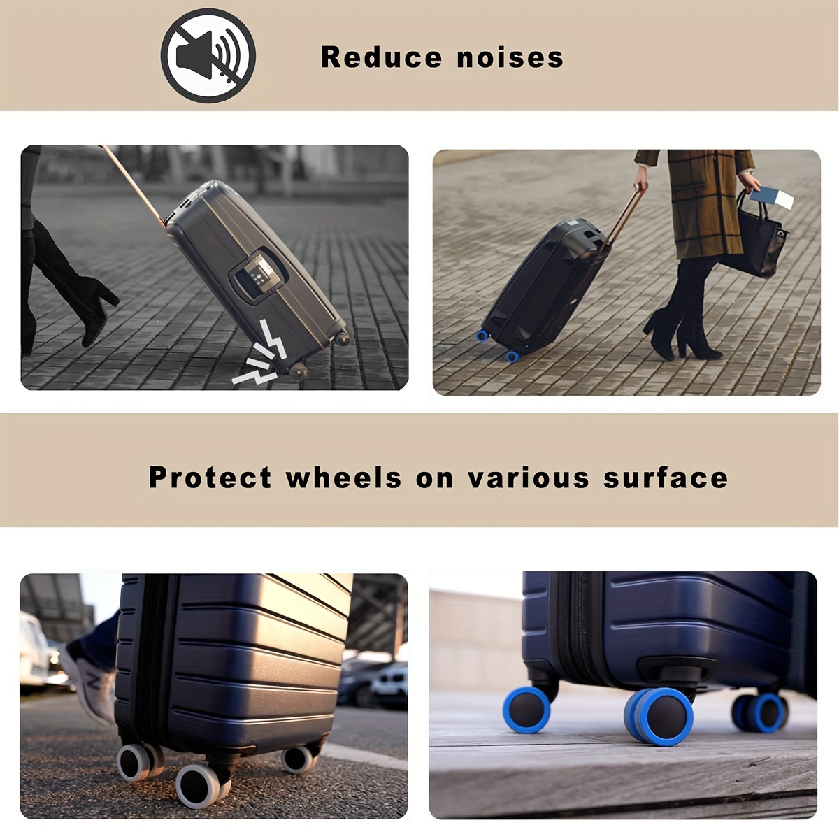 Acheter Couvre-roues de bagage en Silicone, silencieux, anti-rayures, housse  de Protection pour valise, manches à roulettes pour voyager