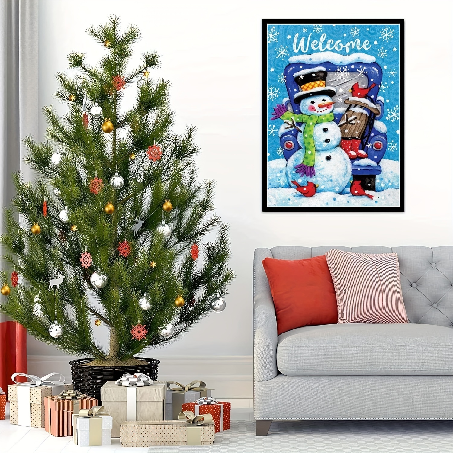 1pc クリスマスダイヤモンド絵画キット大人用雪だるまダイヤモンド 