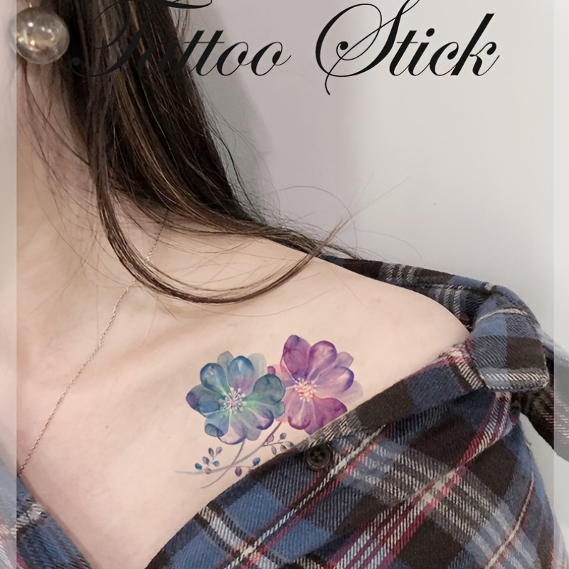 即納・全国送料無料 フラワータトゥーボディスーツ ルシェルブルー Tattoo Flower flower tatto bodysuit 花柄  タトゥー