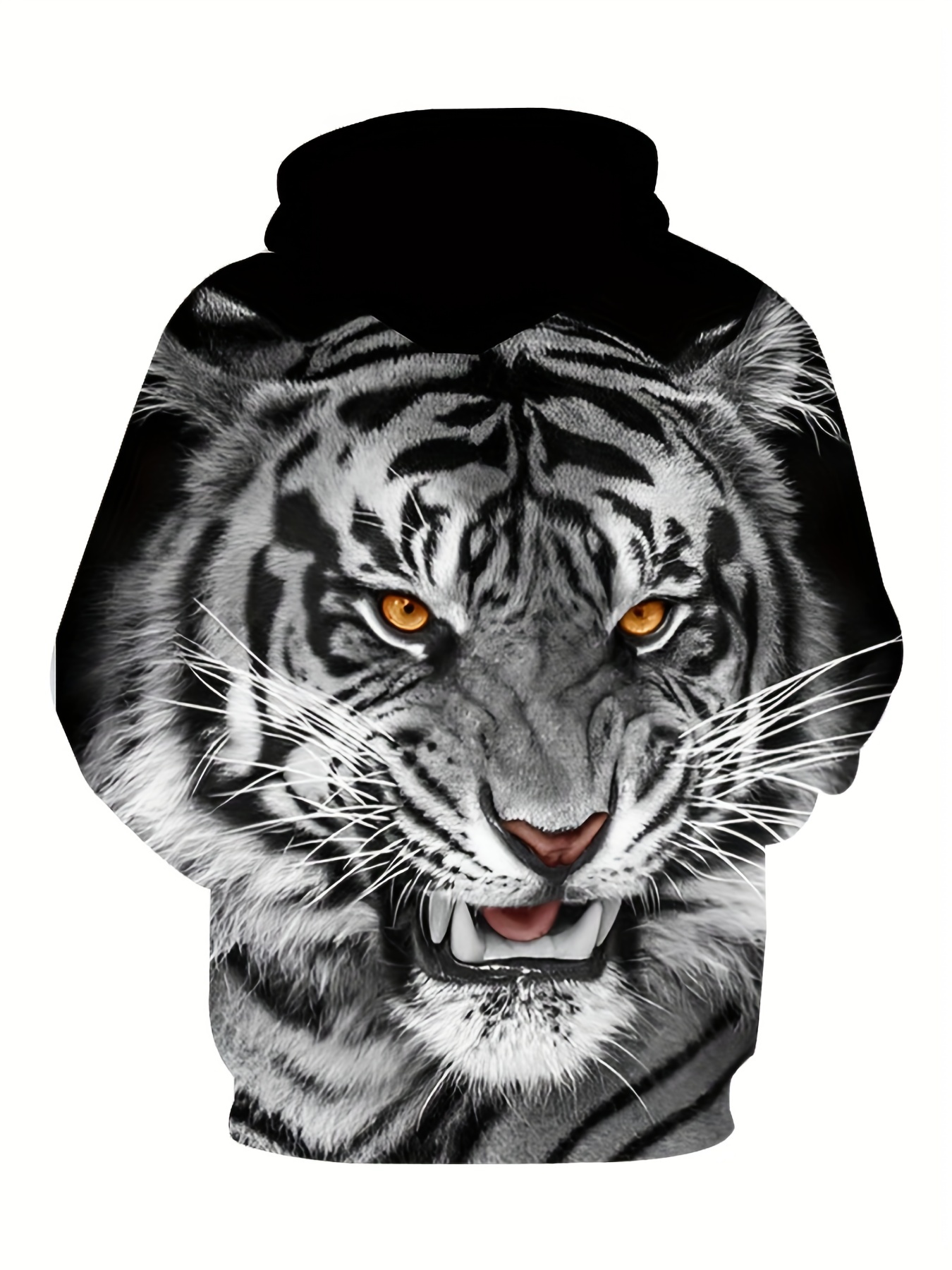 Chaqueta Con Capucha Estampado De Tigre Blanco 3D Para Hombre