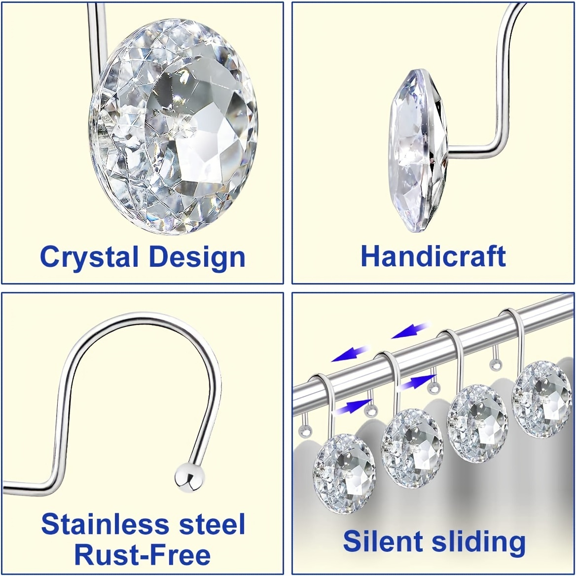 Ganchos de metal para cortina de ducha, juego de 12 anillos, ganchos  resistentes al óxido en forma de S para cortinas de ducha, utensilios de  cocina