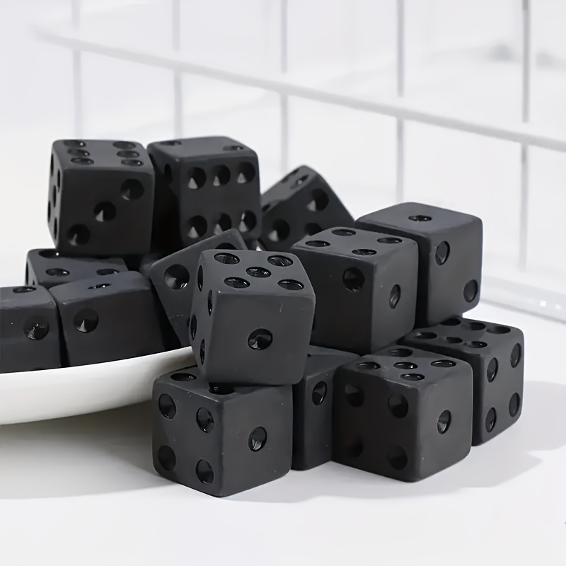 

10 Pcs 16mm Non-printed Points Black Dice For Board Game And Party Games Christmas, Halloween, Thanksgiving Gift