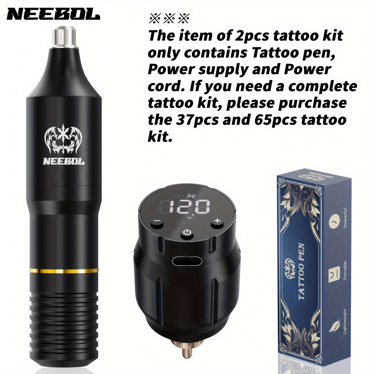 Tattoo Kit Wireless Complete Tattoo Pen Machine 1500mah Led - Temu