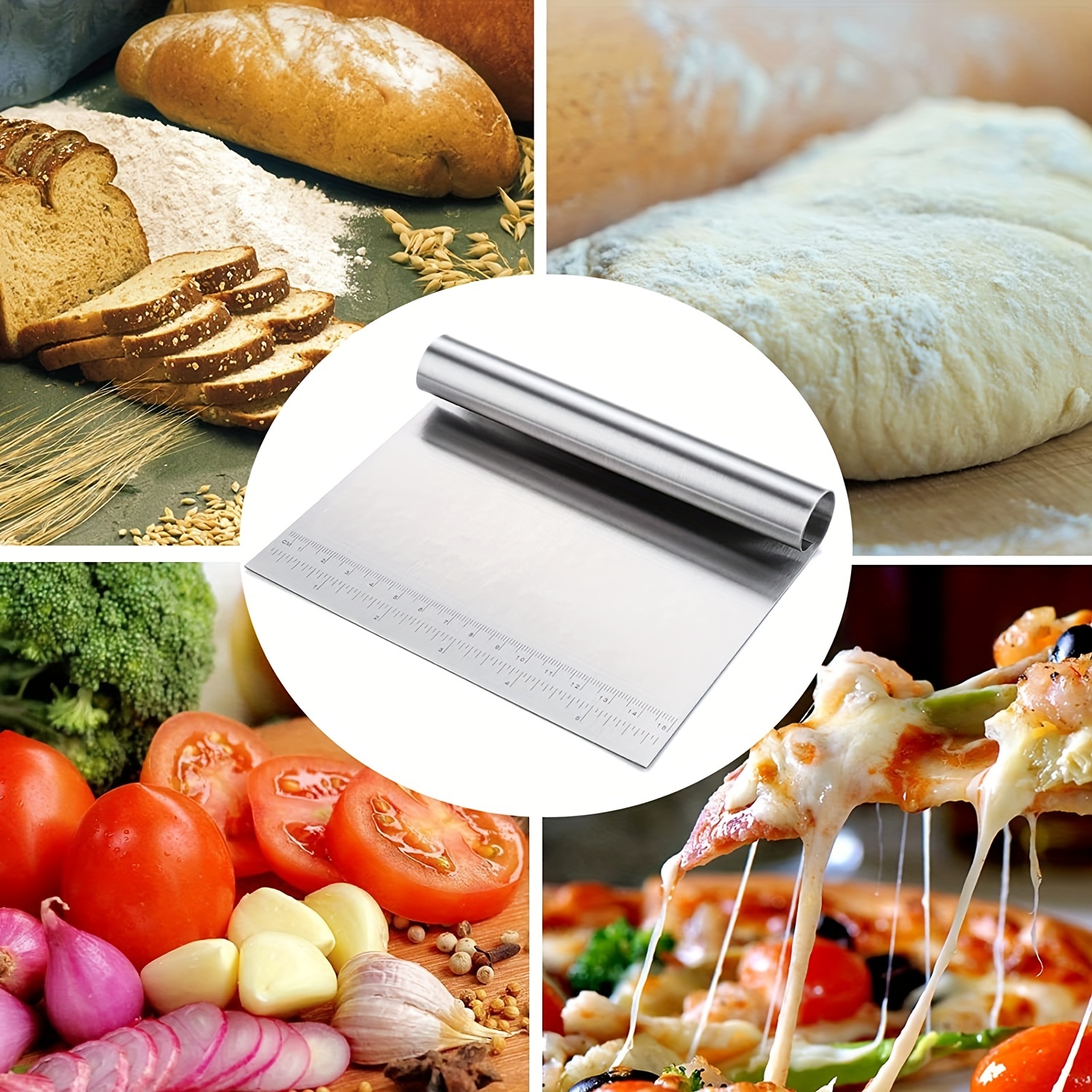 Stainless steel pastry dough pizza flour bread cutter scraper cake baking  tool