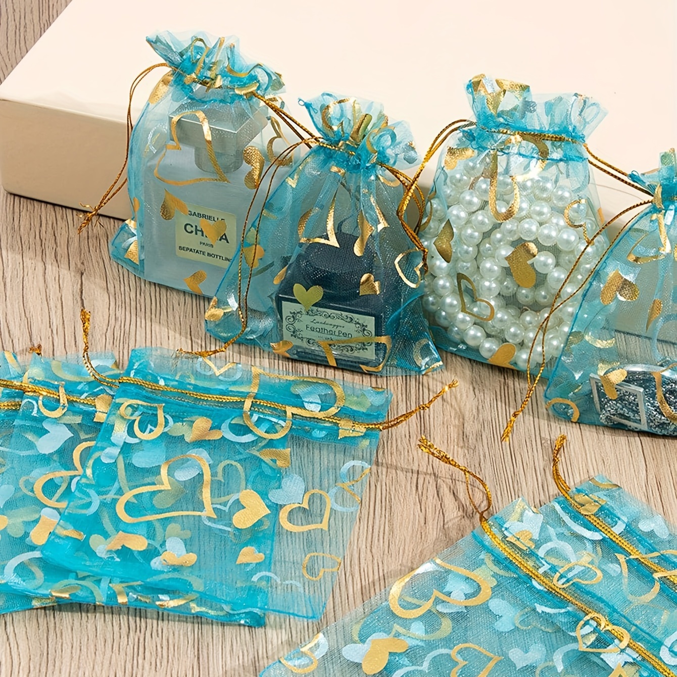20pcs blue tulle gift bags drawstring elegant Temu Ghana