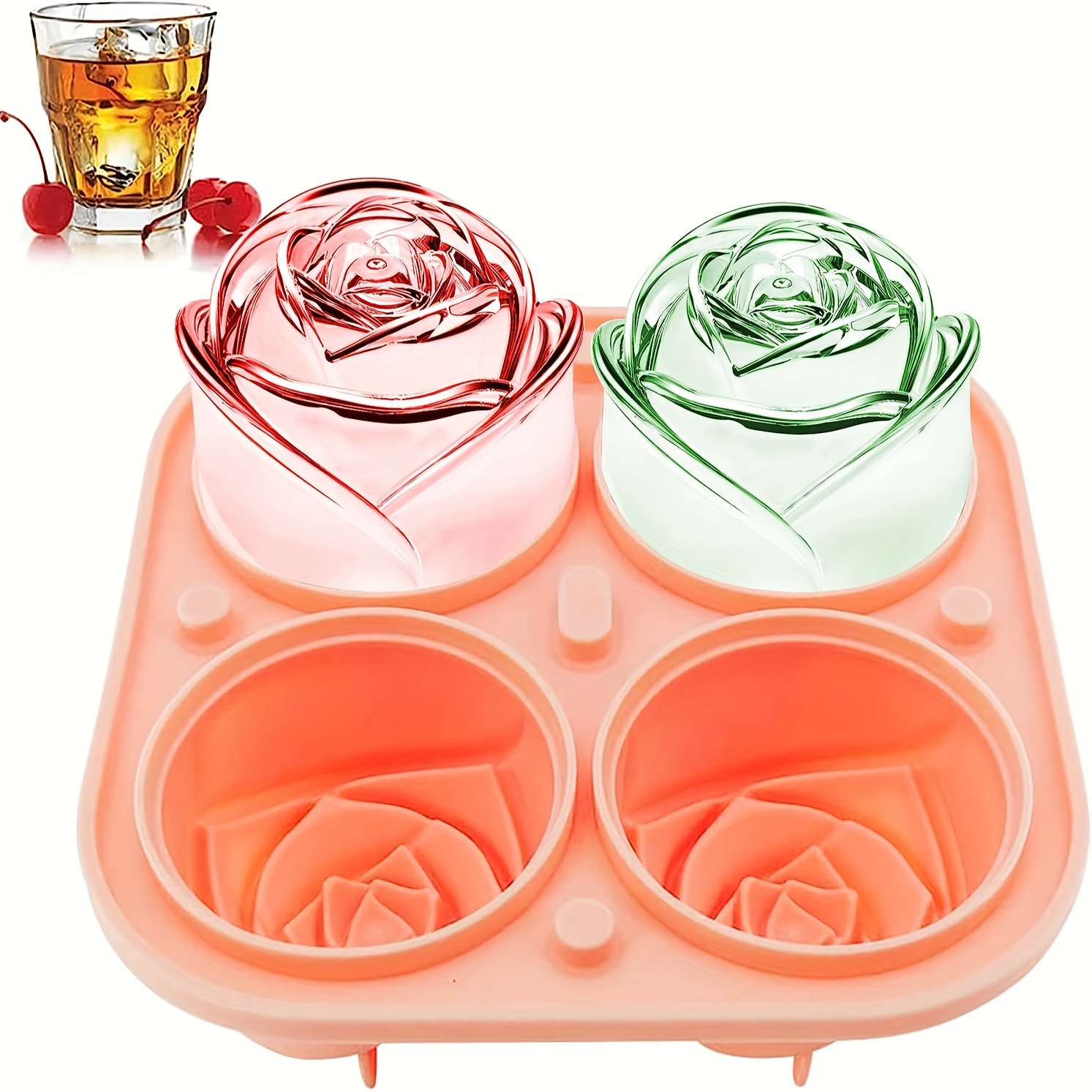 1pc Reusable Silicone Ice Cube Mould, Modern Blue Flower & Heart Shape  Multi-grid Ice Cube Maker Tray For Kitchen