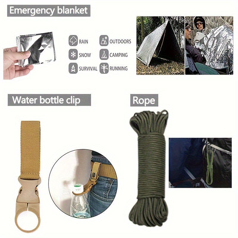 NANWEI Kit de Supervivencia de Emergencia de 118 Piezas y Kit de Primeros  Auxilios de Supervivencia Profesional, Herramienta de Emergencia con Bolsa  para Transportar Molle para Aventuras de Camping : : Deportes
